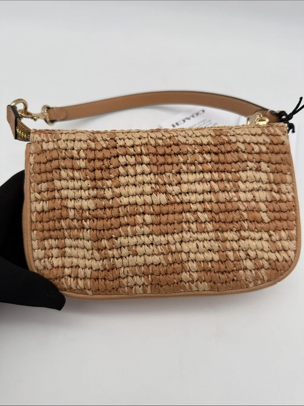 Coach Nolita 19 With Gingham Print Gold/Tan